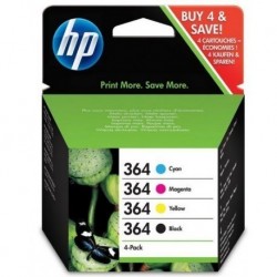 HP 364 Noir Couleur Pack de 4 cartouches d'encre d'origine